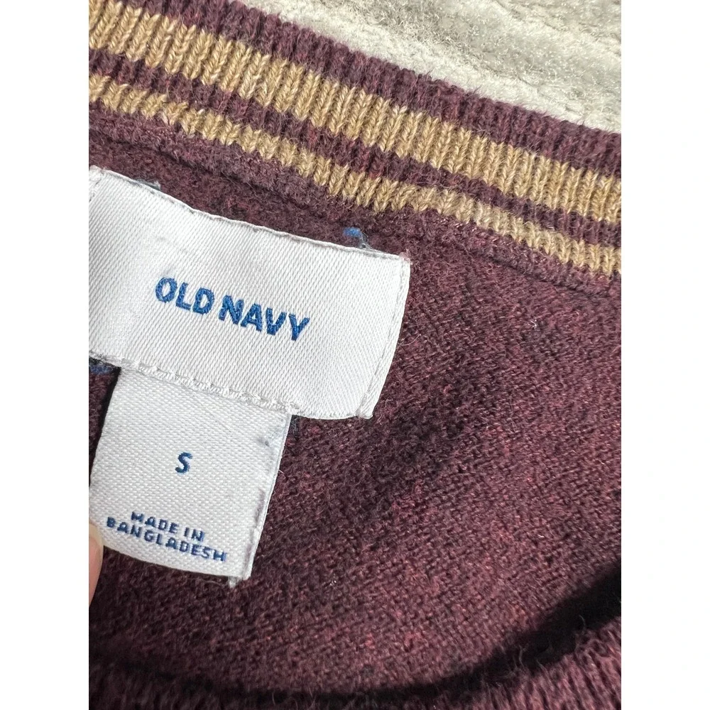 Old Navy Sweater Mens‎ Small Burgundy Crew Neck Cotton Blend Heathered Classic